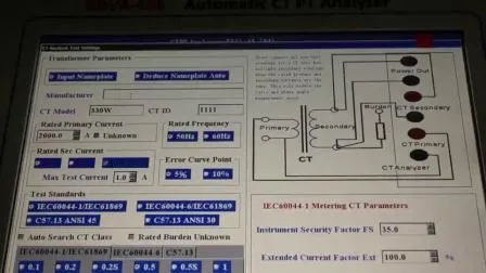 Analyseur portatif CT PT d'équipement de test de transformateur de courant automatique de haute précision IEC60044 d'équipement électrique de la Chine